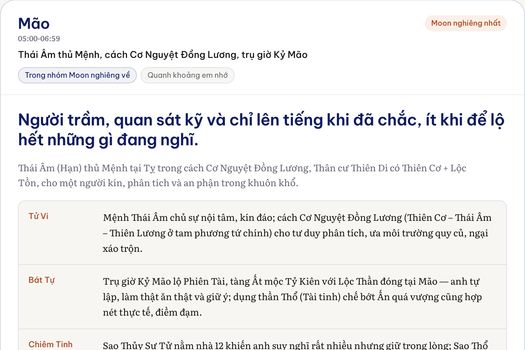 Ảnh xem trước bản Dò Giờ Sinh với các khung giờ ưu tiên
